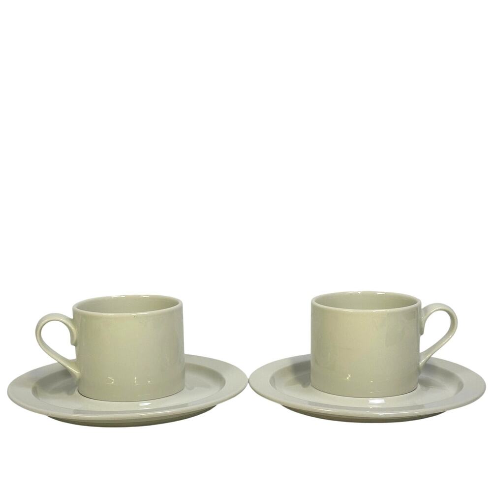 Dansk Bistro Bisserup White 1981-2002 Retired Japan 8" Flat Cup/Saucer-Set of 2